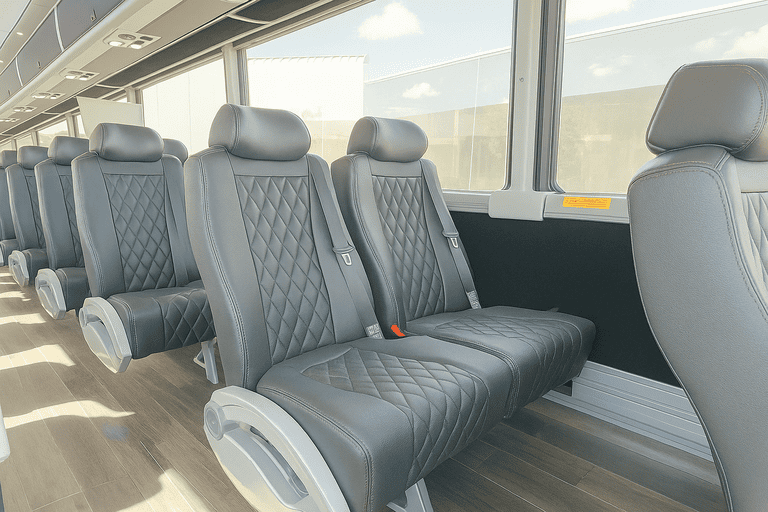 interior of Pittsburg Minibus Company charter bus